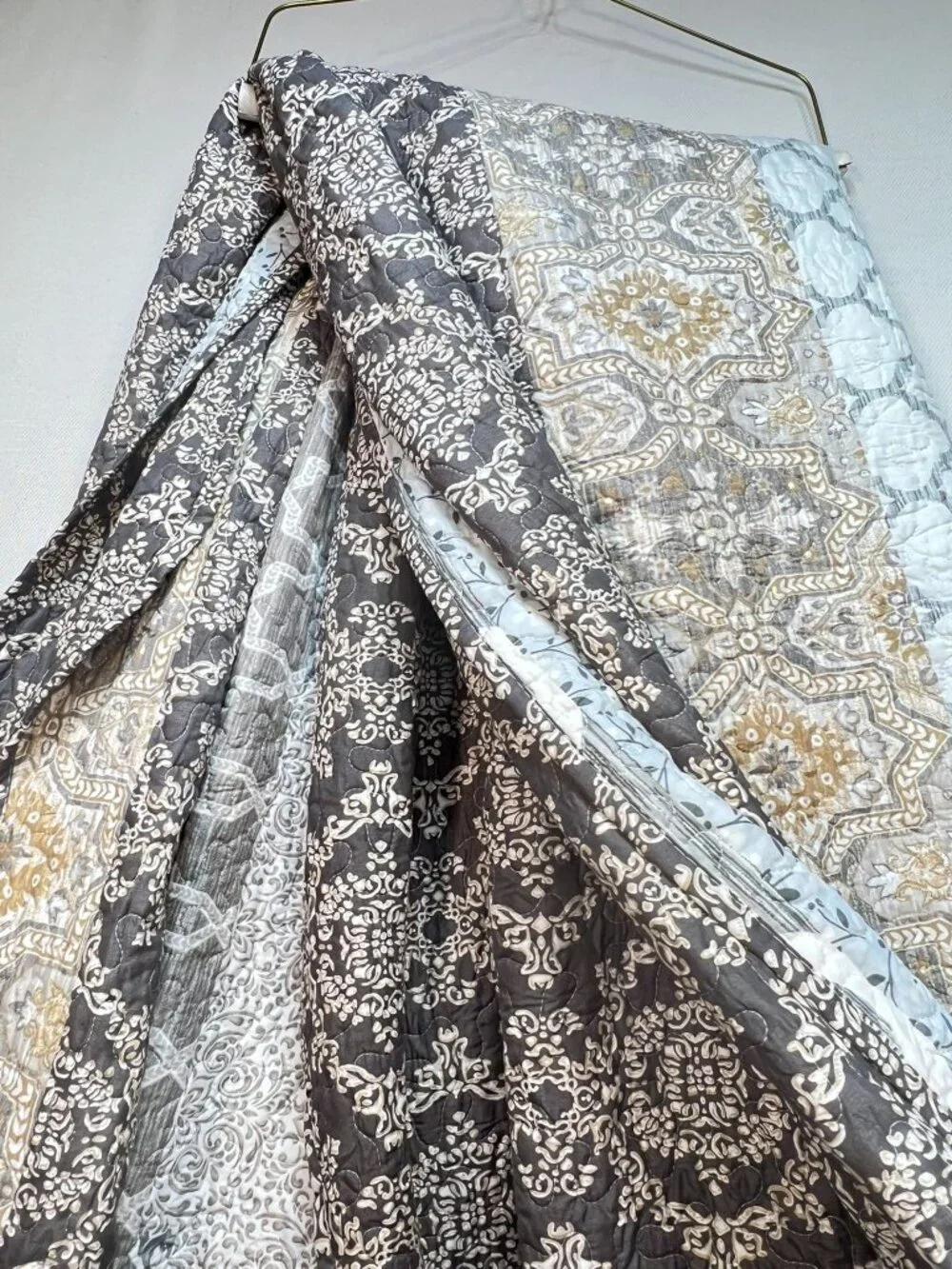 Reversible Kantha Quilt Bedspread Blanket Multicolor King Paisley Floral Bedding